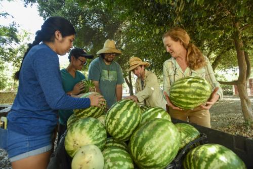 Students with watermelon